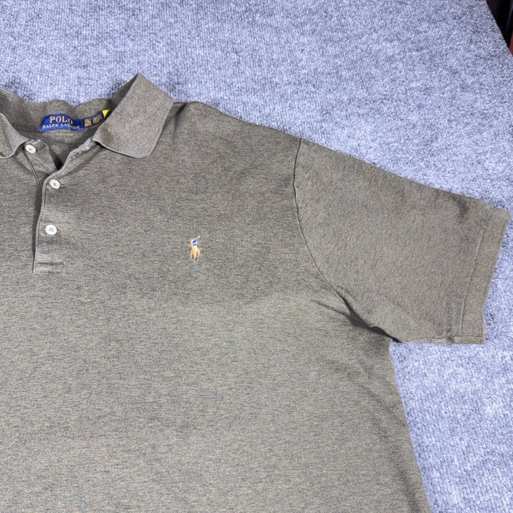Polo Ralph Lauren Mens 2XLT Tall Olive Green Heather Short Sleeve Polo Shirt